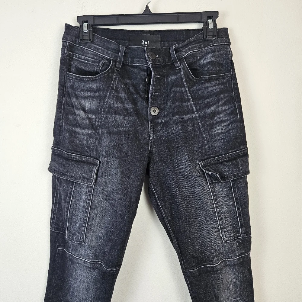 3X1 N.Y.C Womens Vida Black High Rise Skinny Cargo Jeans Size 28